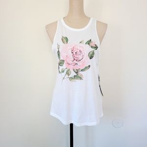 Carbon Copy white rose tank L